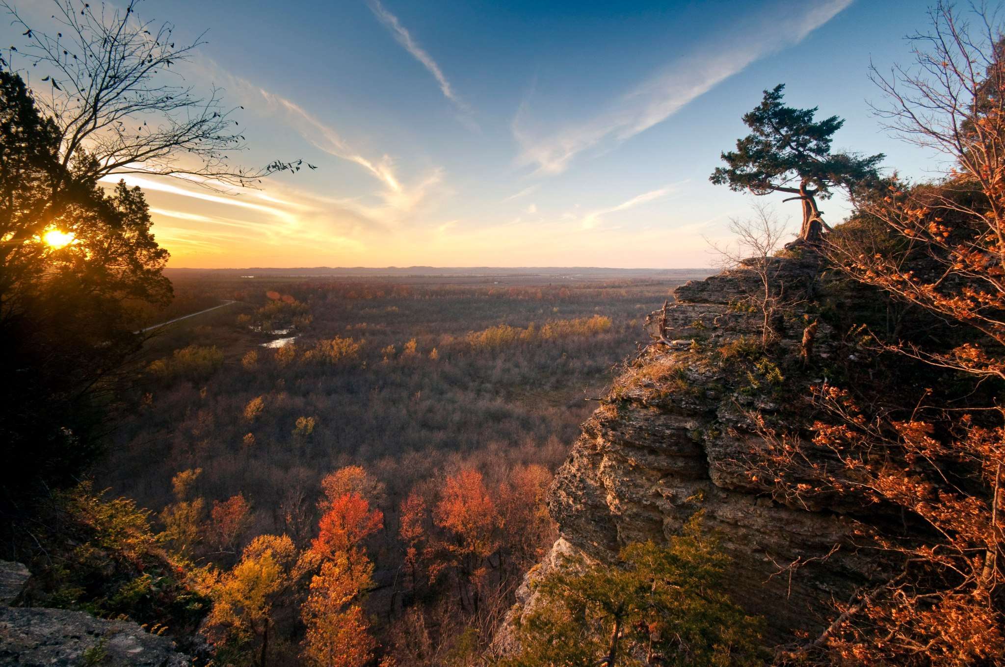 Sunset over Pine Hills bluffs